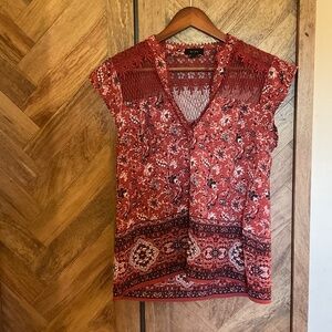 Mine Red Patterned Blouse Women’s Medium